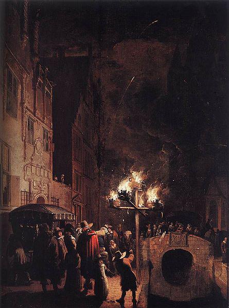 POEL, Egbert van der Celebration by Torchlight on the Oude Delft Sweden oil painting art